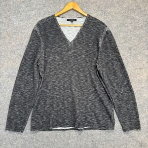 John Varvatos V Neck Sweater Mens XL Heathered Lightweight Thin Knit Casual Gray
